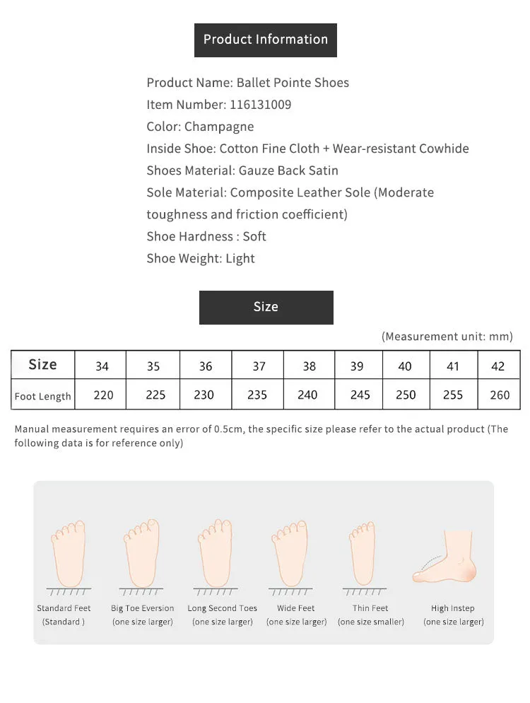 Professional Ballet Pointe Dance Shoes Satin Shoes