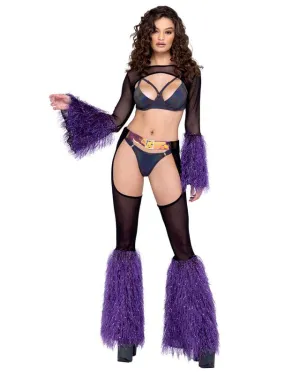 Purple Sheer Faux Fur Bell Sleeve Shrug Festival Ravewear