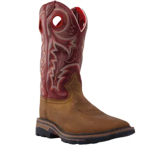 R. Watson Men's Adobe Brown Distressed Square Toe Work Boots RW1002