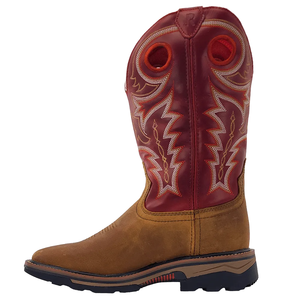R. Watson Men's Adobe Brown Distressed Square Toe Work Boots RW1002
