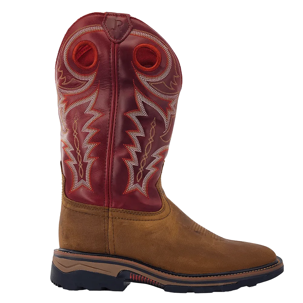 R. Watson Men's Adobe Brown Distressed Square Toe Work Boots RW1002