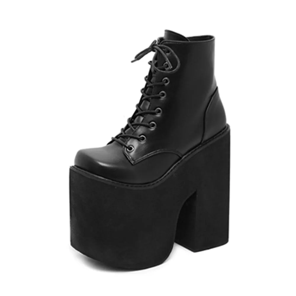 Rave Platform Boots with Chunky Heel