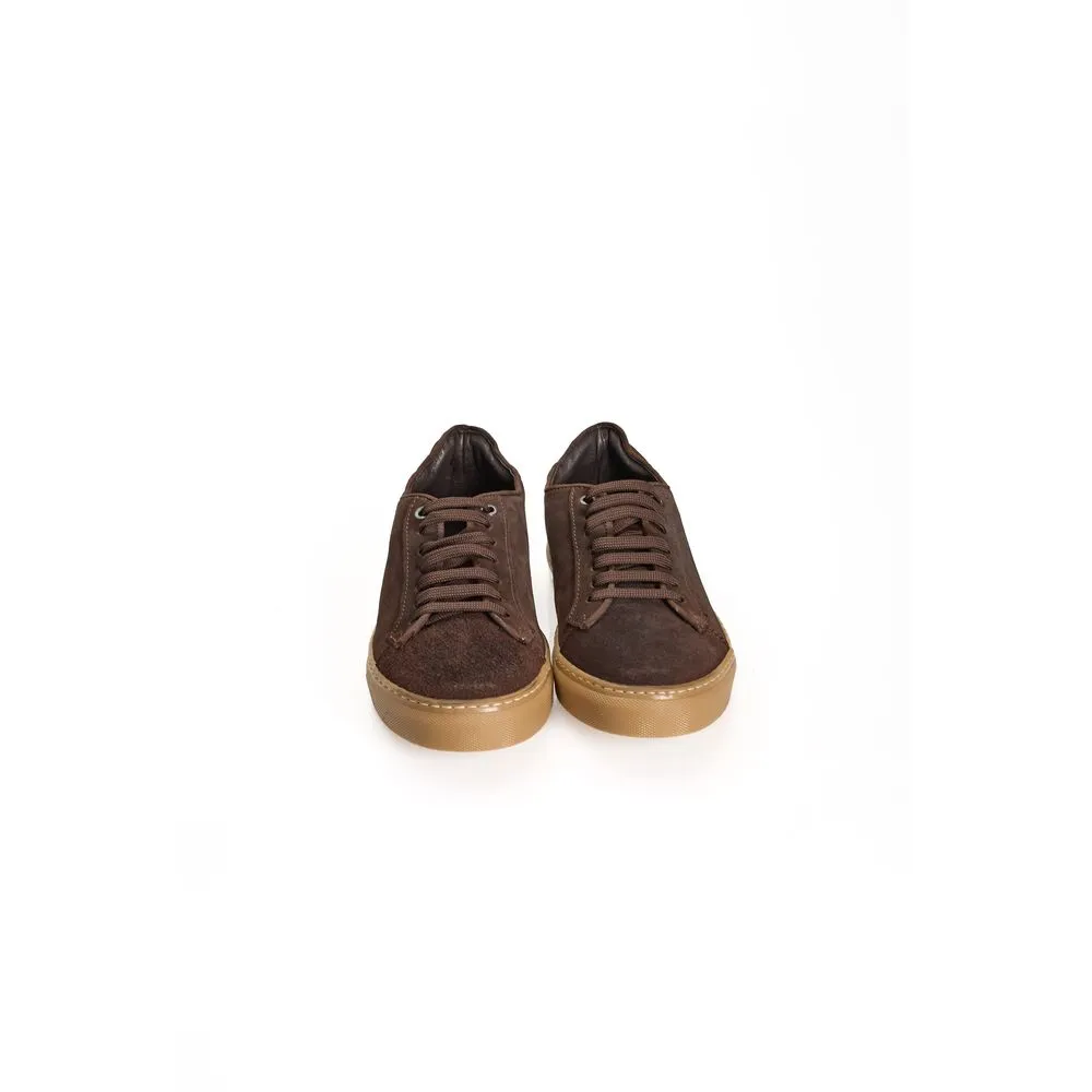 Roberto Pepe Luxury Brown Calfskin Sneakers