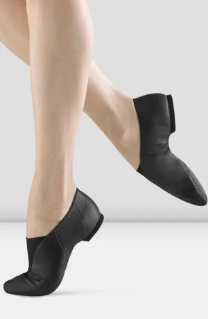 S0401L - Black - Ladies Super Jazz Slip On Leather Jazz Shoe - Select Size