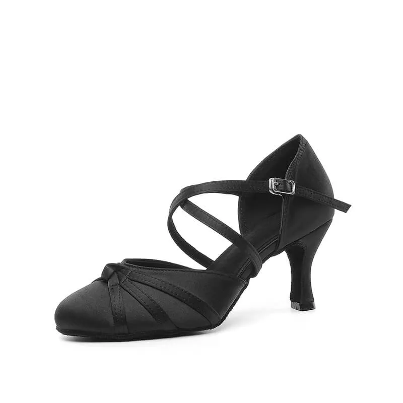 Satin Closed Toe Ballroom Dance Shoes
