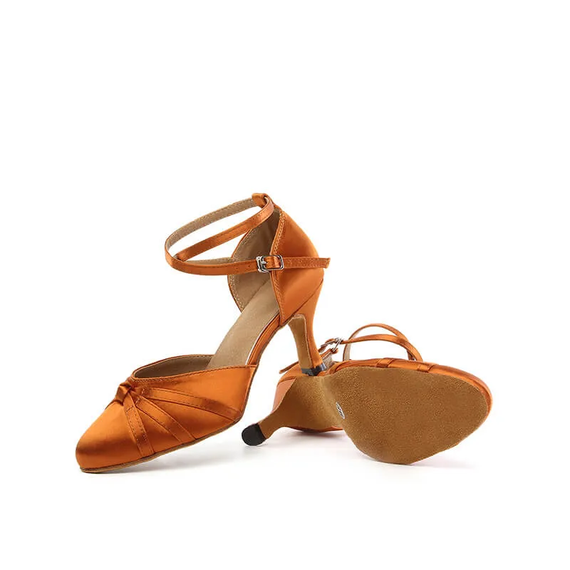Satin Closed Toe Ballroom Dance Shoes