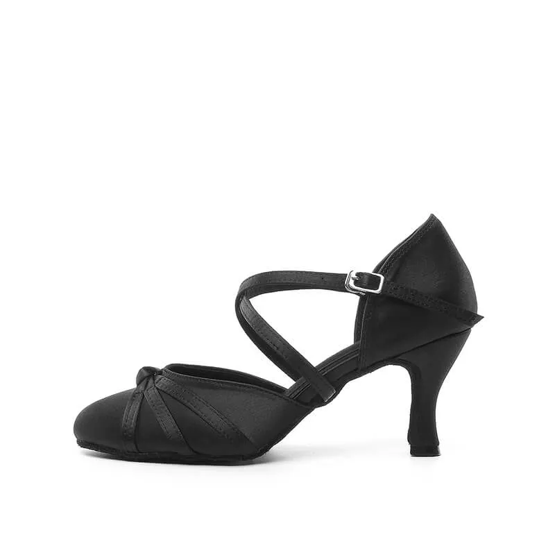Satin Closed Toe Ballroom Dance Shoes