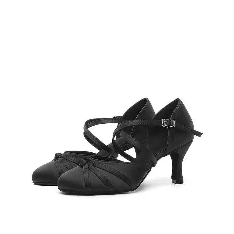 Satin Closed Toe Ballroom Dance Shoes