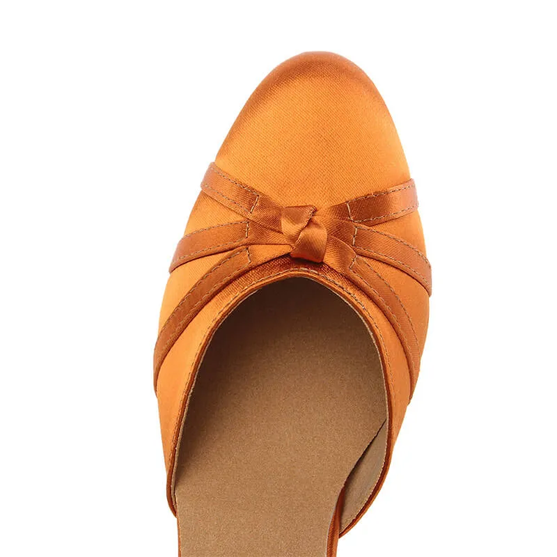 Satin Closed Toe Ballroom Dance Shoes