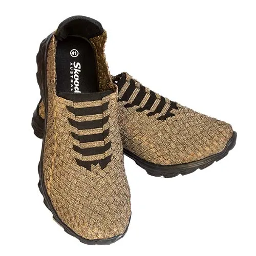 Skooda Ladies Bronze Shimmer Sporty, Flat lace, Black soles