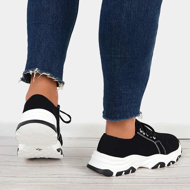 Sohiwoo  Women Blue Chunky Sneakers Casual Platform Athletic Shoes