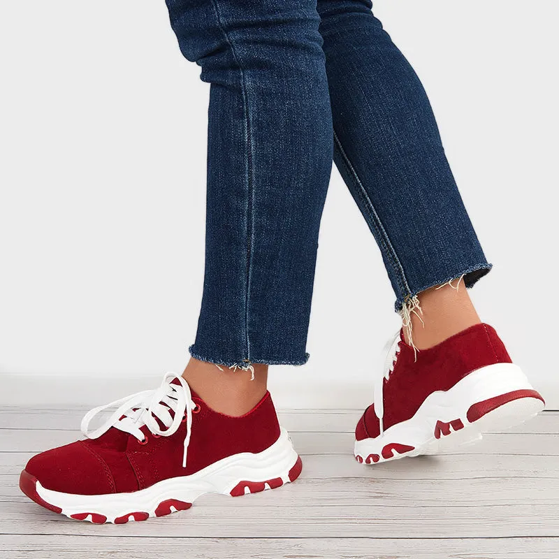 Sohiwoo  Women Blue Chunky Sneakers Casual Platform Athletic Shoes
