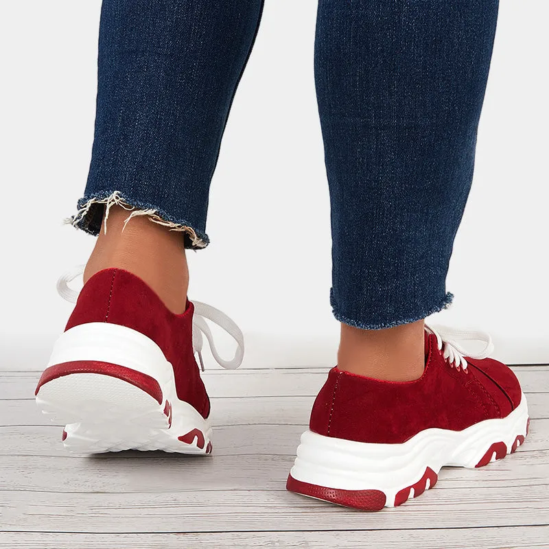 Sohiwoo  Women Blue Chunky Sneakers Casual Platform Athletic Shoes