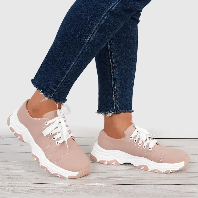 Sohiwoo  Women Blue Chunky Sneakers Casual Platform Athletic Shoes