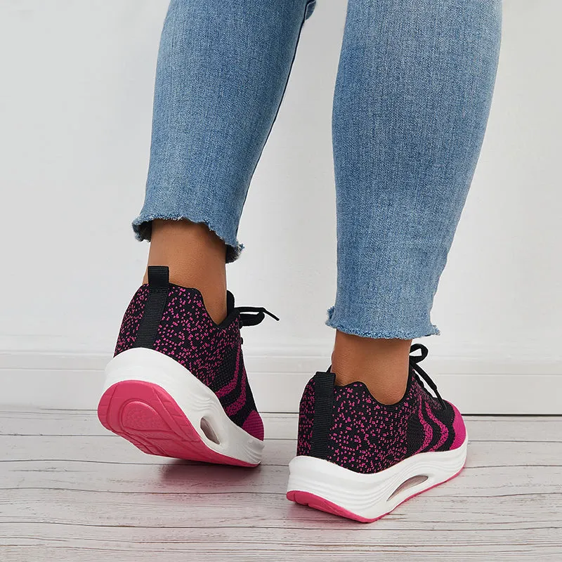 Sohiwoo  Women Mesh Air Cushion Sneakers Casual Platform Athletic Shoes