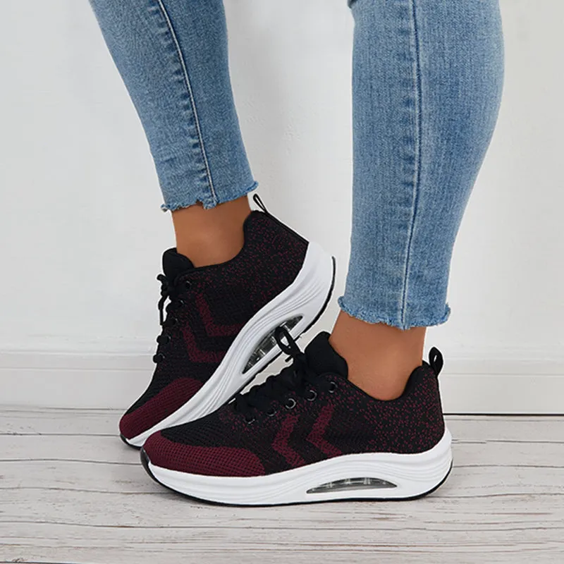 Sohiwoo  Women Mesh Air Cushion Sneakers Casual Platform Athletic Shoes