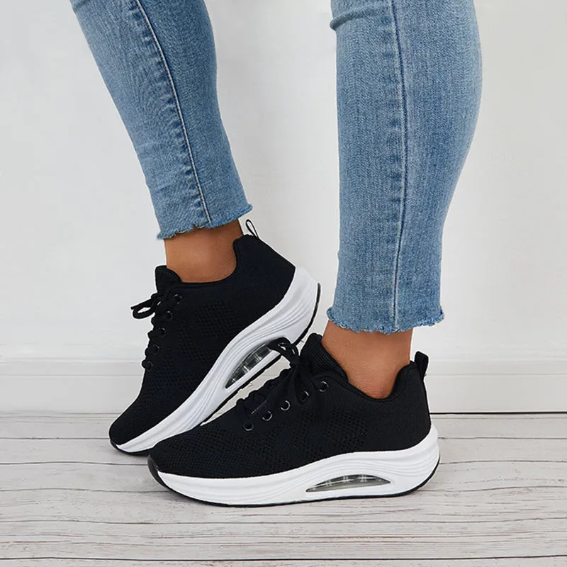 Sohiwoo  Women Mesh Air Cushion Sneakers Casual Platform Athletic Shoes