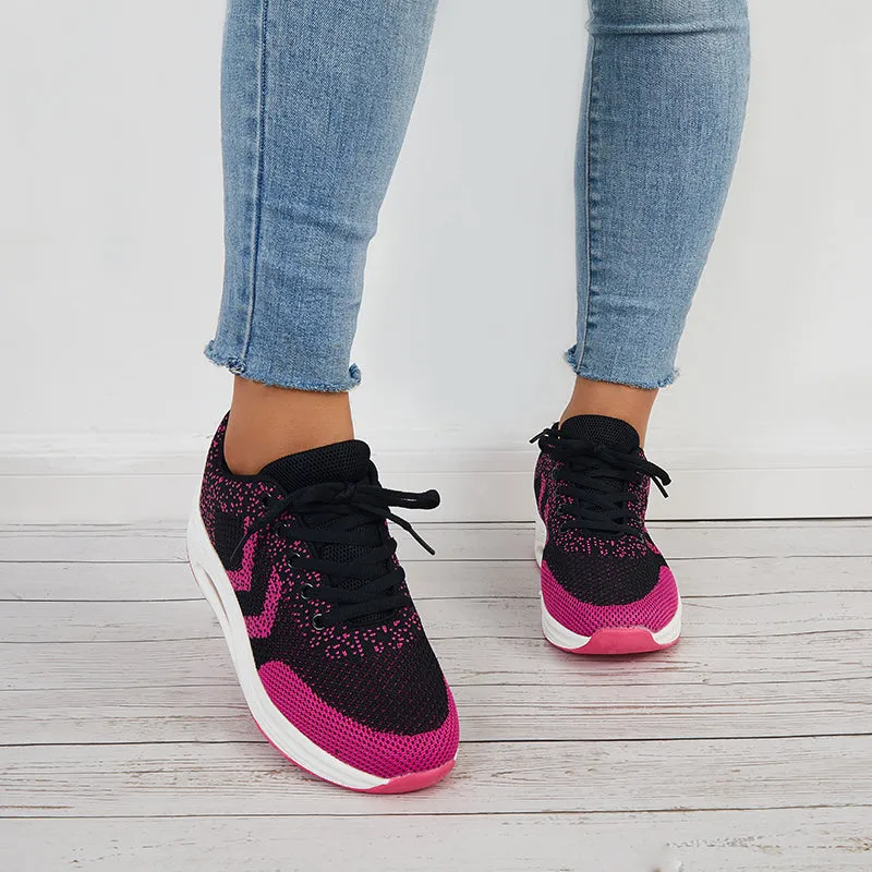 Sohiwoo  Women Mesh Air Cushion Sneakers Casual Platform Athletic Shoes