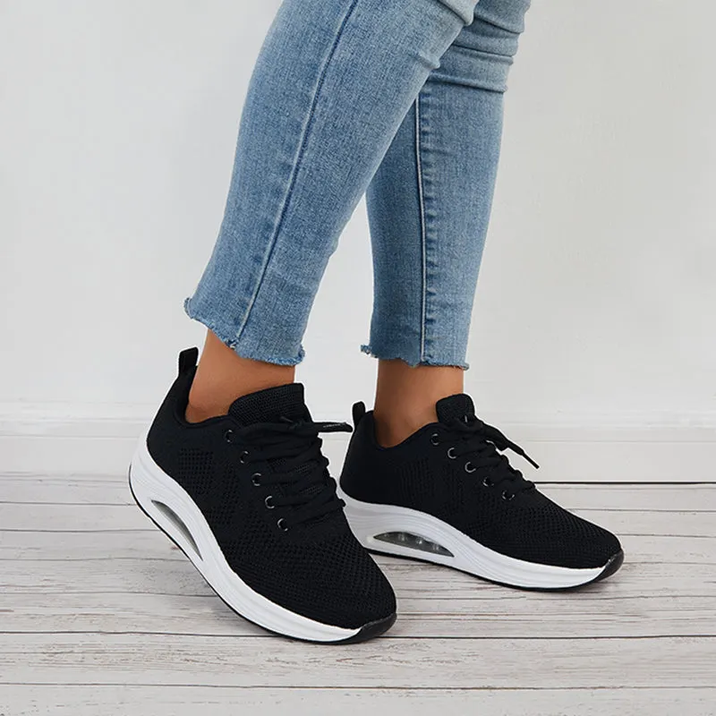 Sohiwoo  Women Mesh Air Cushion Sneakers Casual Platform Athletic Shoes