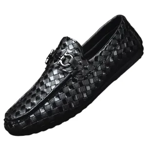 Spring and summer men's shoes platform leather shoes Doudou shoes casual shoes versatile work shoes black small leather shoes men's chef shoes