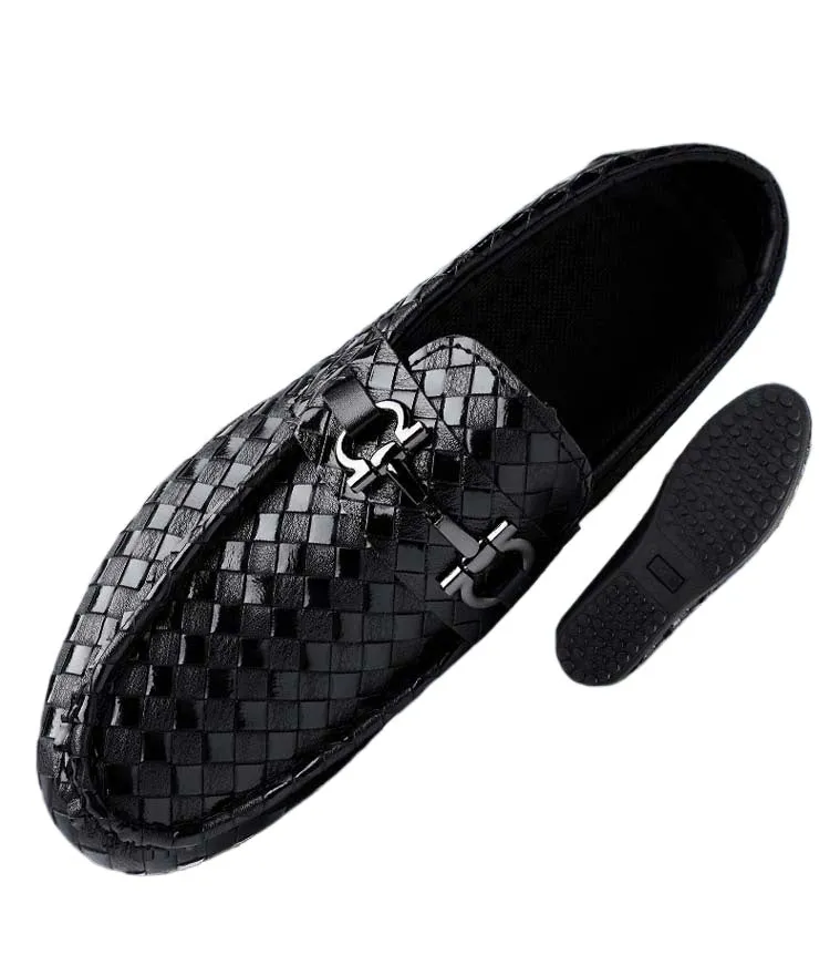 Spring and summer men's shoes platform leather shoes Doudou shoes casual shoes versatile work shoes black small leather shoes men's chef shoes