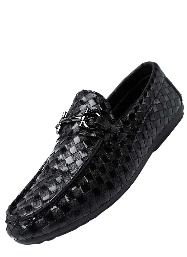 Spring and summer men's shoes platform leather shoes Doudou shoes casual shoes versatile work shoes black small leather shoes men's chef shoes