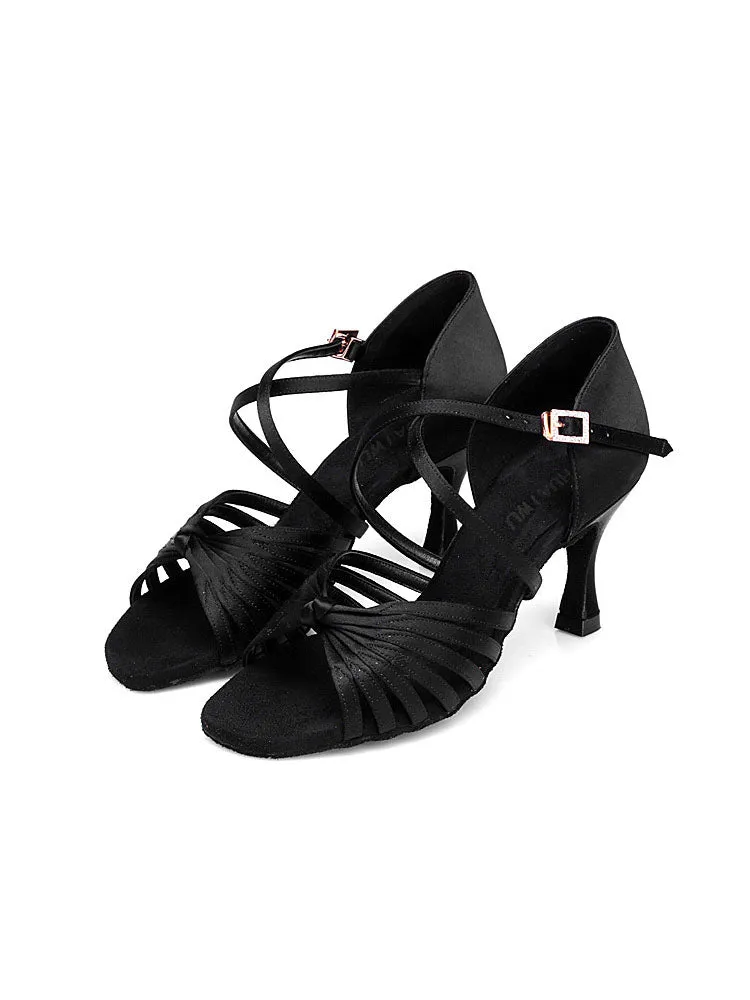 Summer Latin Dance Shoes High Heel Satin Soft Sole Dance Shoes