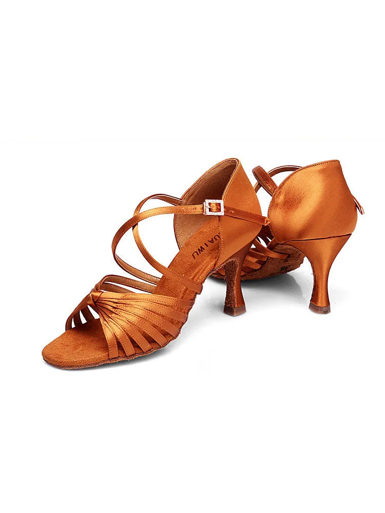 Summer Latin Dance Shoes High Heel Satin Soft Sole Dance Shoes