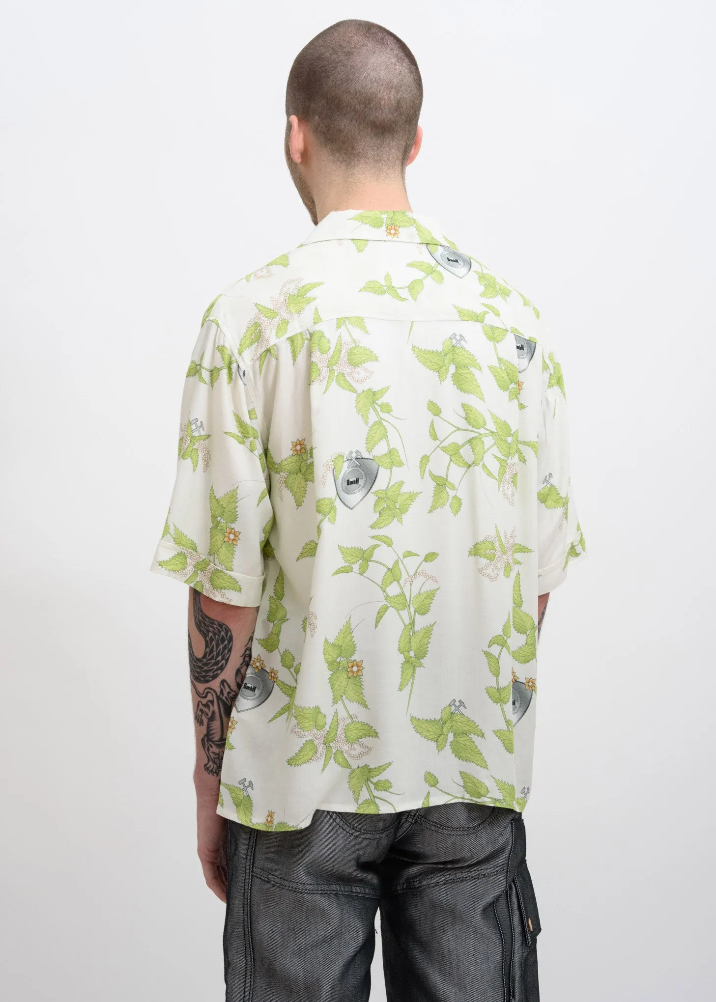 White Print Luka Bowling Shirt