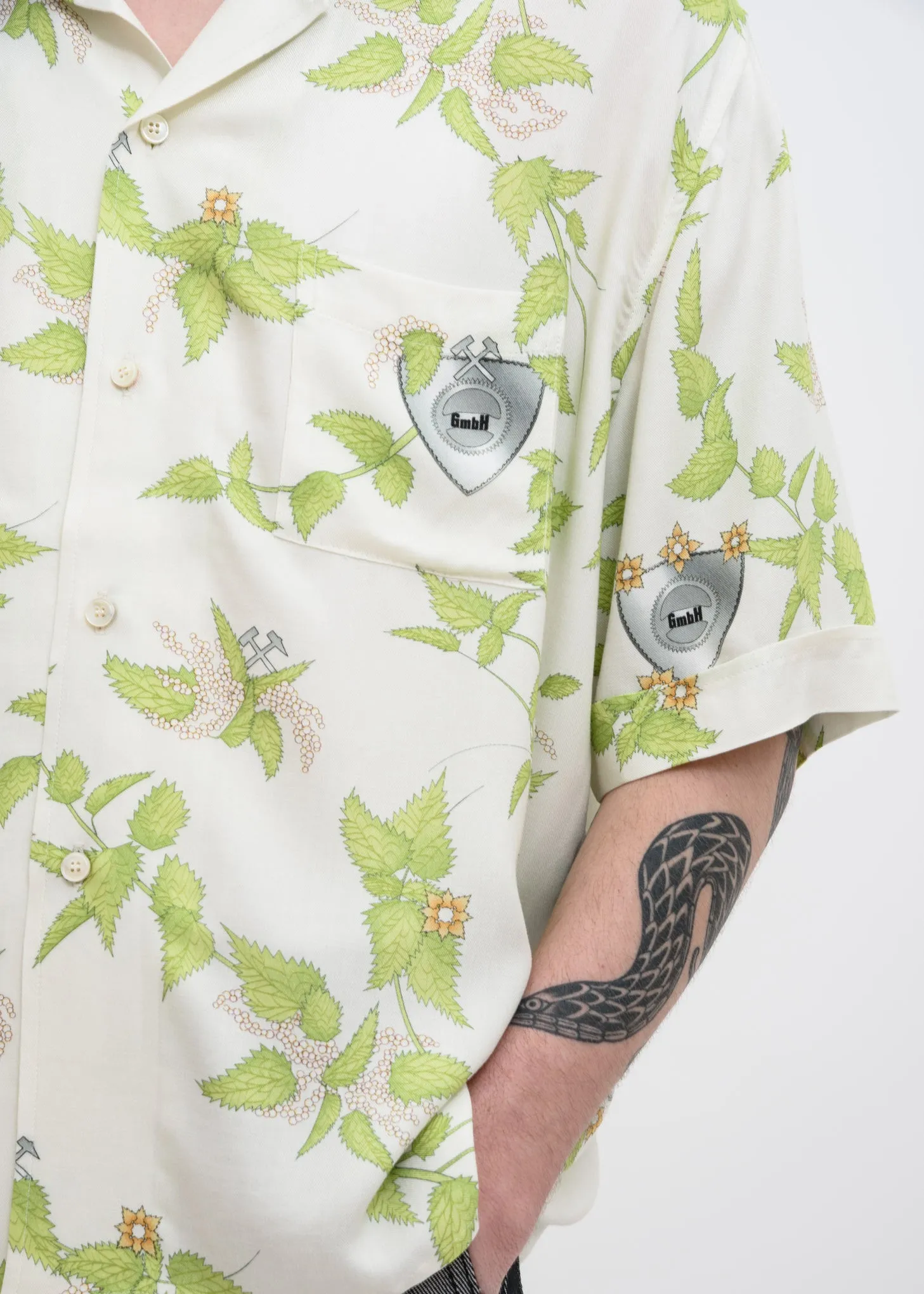 White Print Luka Bowling Shirt