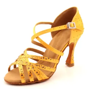 Women Diamant Dance Shoes Yellow Dancing Heels