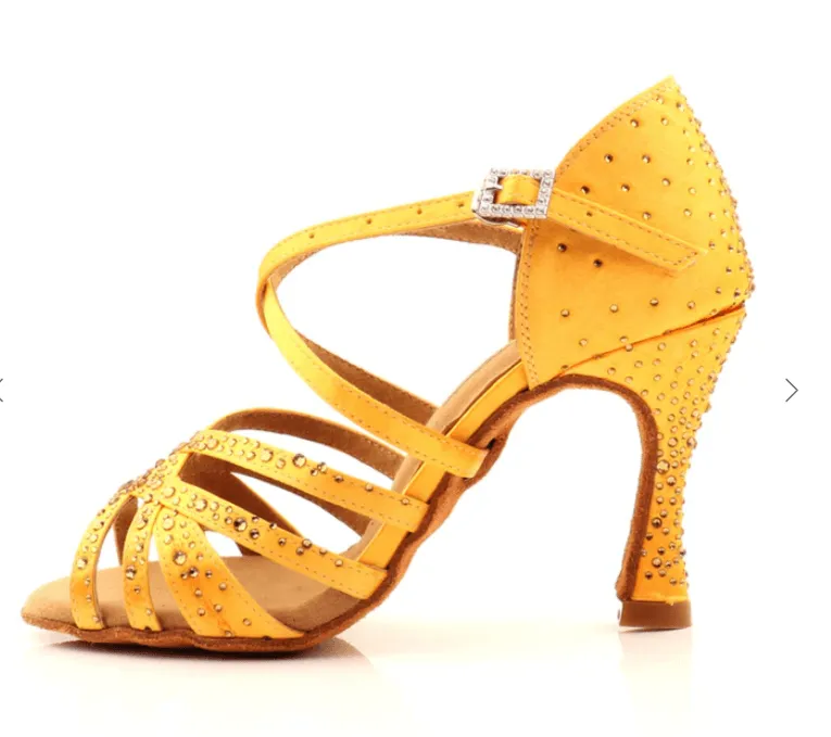 Women Diamant Dance Shoes Yellow Dancing Heels