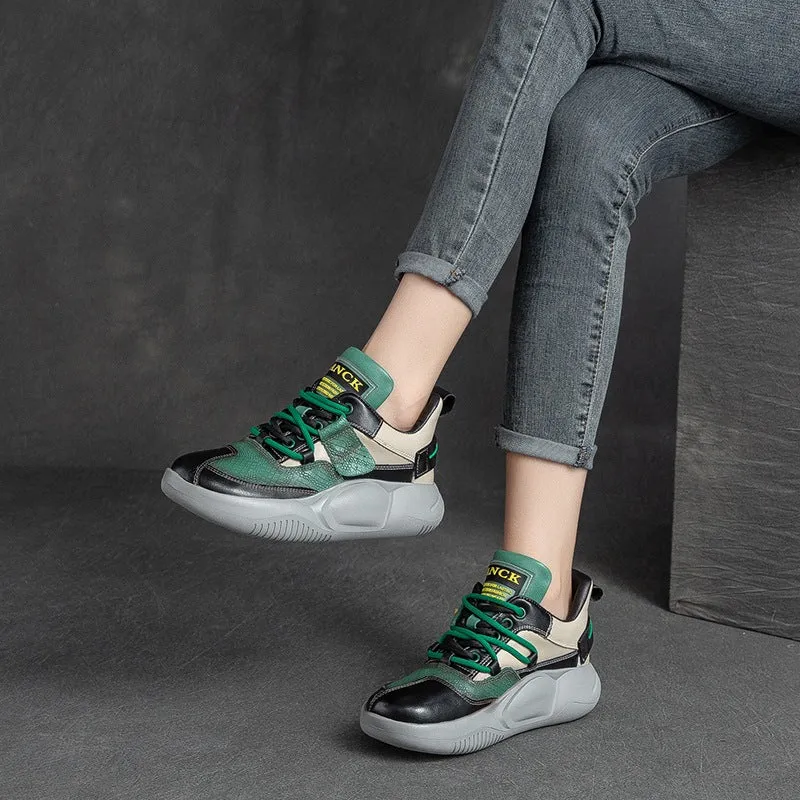 Women Fashion Patchwork Leather Casual Shoes