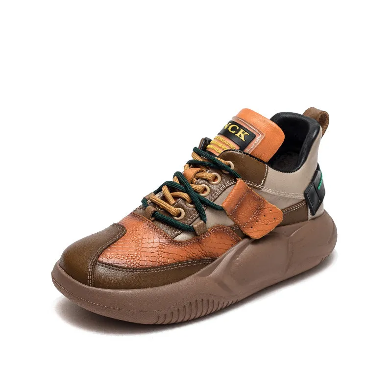 Women Fashion Patchwork Leather Casual Shoes