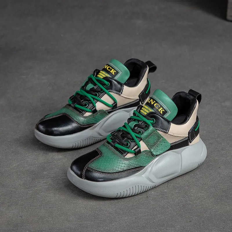 Women Fashion Patchwork Leather Casual Shoes