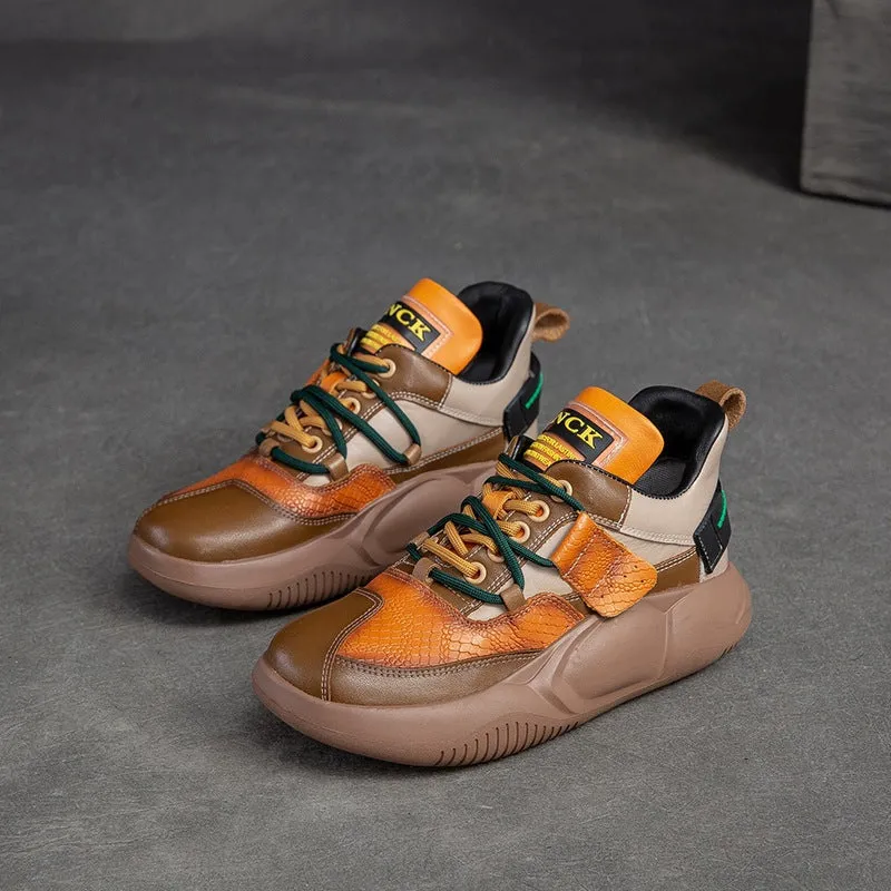 Women Fashion Patchwork Leather Casual Shoes