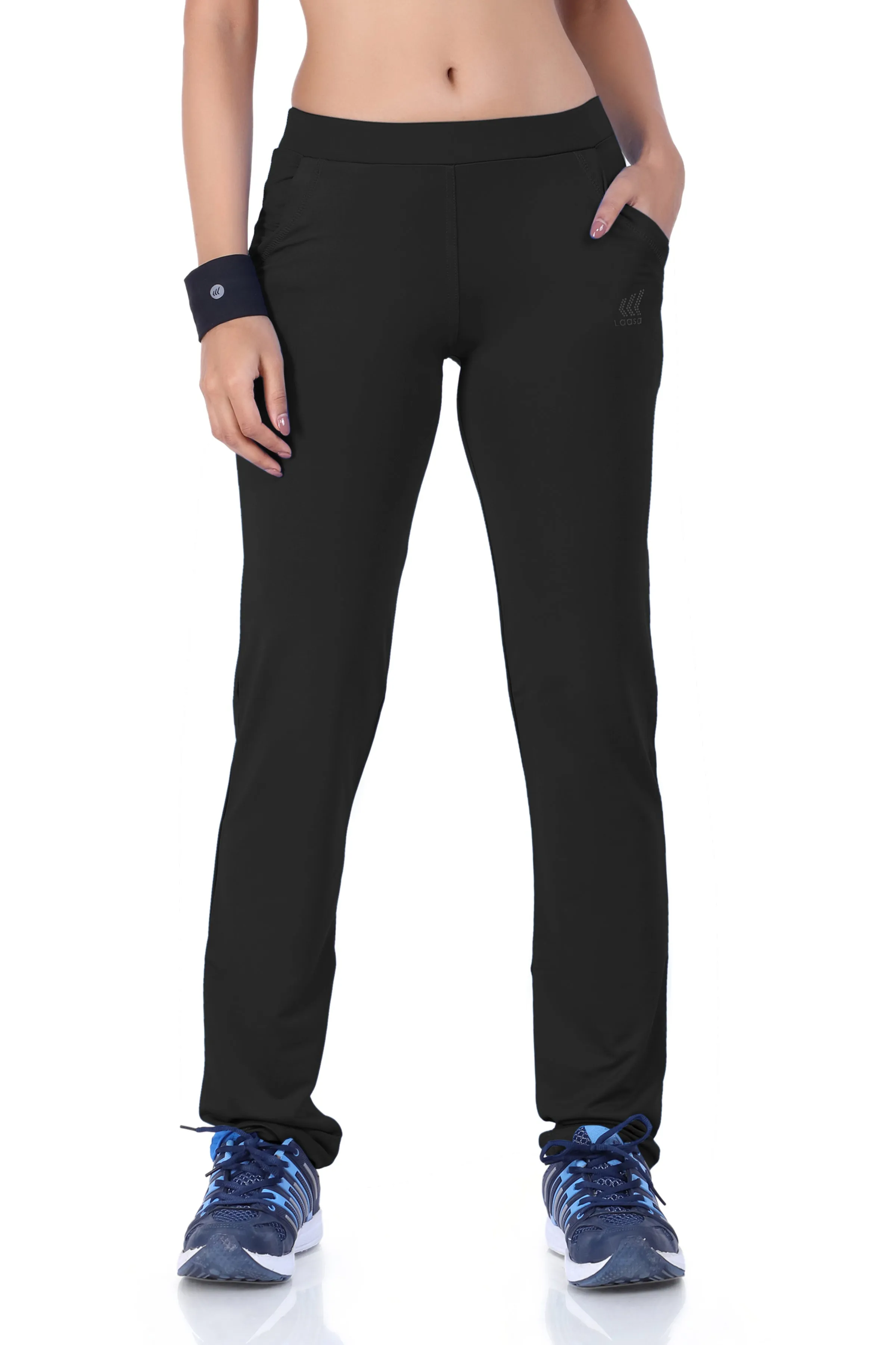 WOMEN SOLID TRACK PANT WITH POCKETS