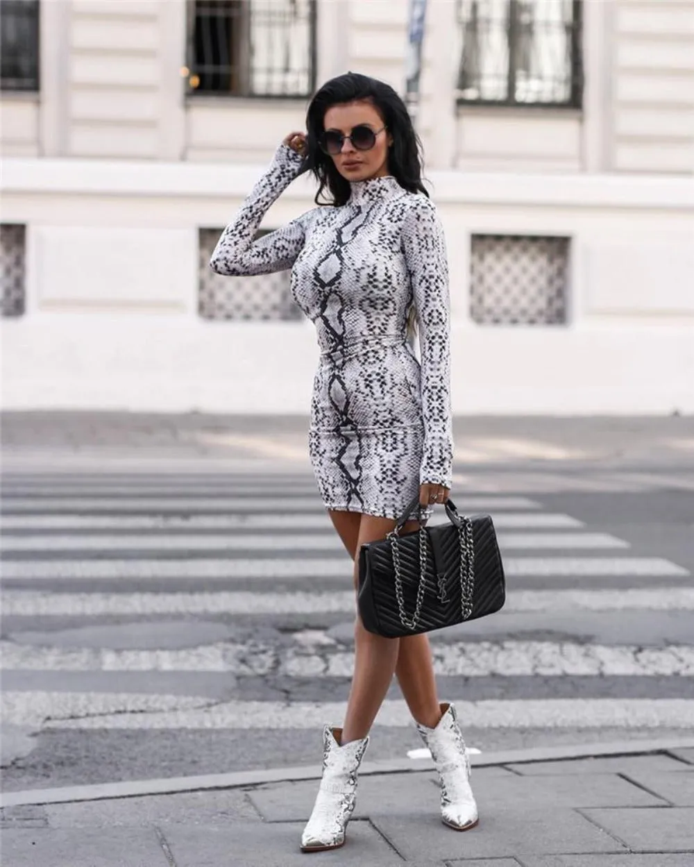 women's dresses with sleeves leopard snakeskin stylish above knee ✈️ free.shipping
