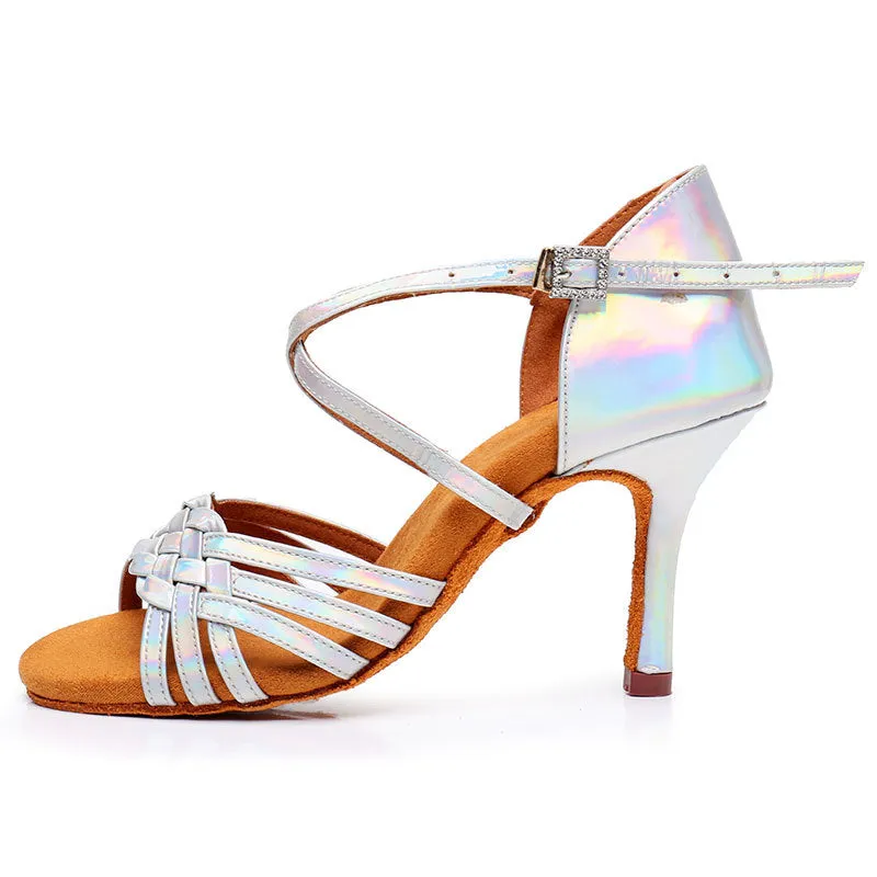 Women's Leatherette 5.5cm/7.5cm/8.5cm Heel Ankle Strap Latin Dance Shoes Ballroom Dance Shoes