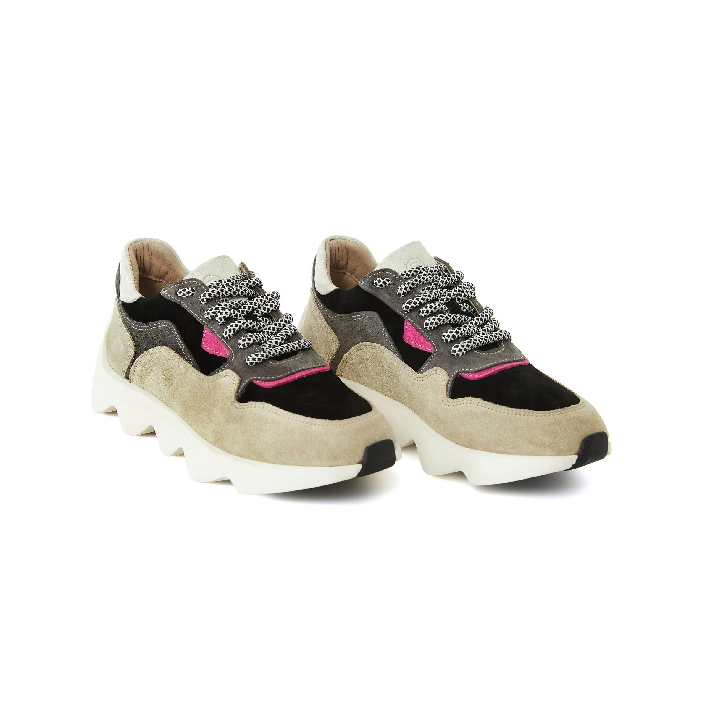 Women's Suede Calf Leather Handmade Sneakers W5000