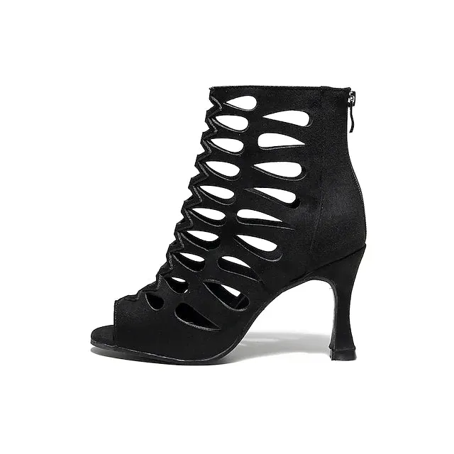 Women's Suede Customized Heel Hollow-out Jazz Dance Salsa Dance Shoes Heels Dance Boots
