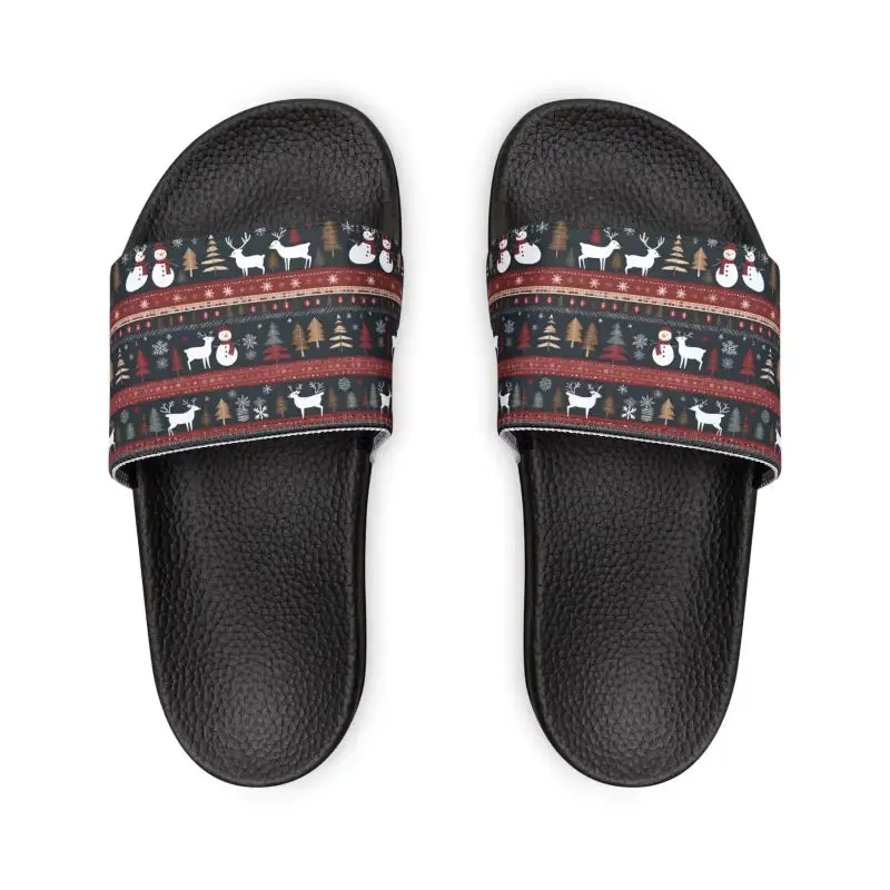 Youth Pu Slide Sandals for Christmas Fun