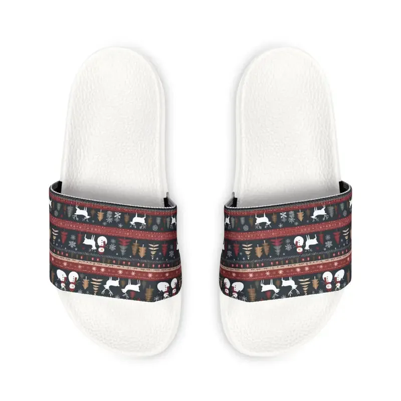 Youth Pu Slide Sandals for Christmas Fun