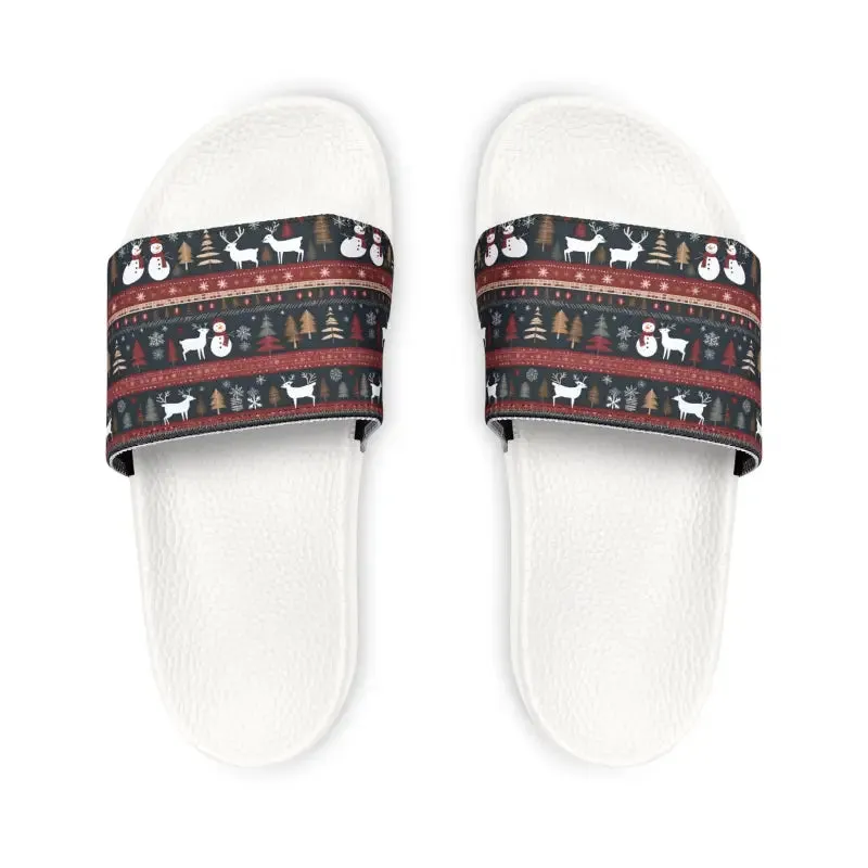 Youth Pu Slide Sandals for Christmas Fun