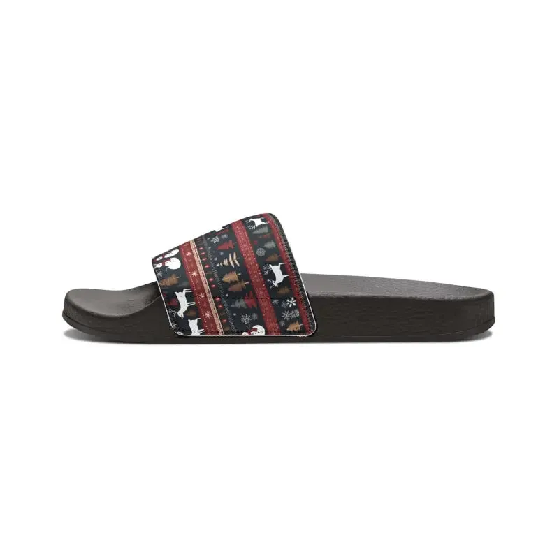 Youth Pu Slide Sandals for Christmas Fun